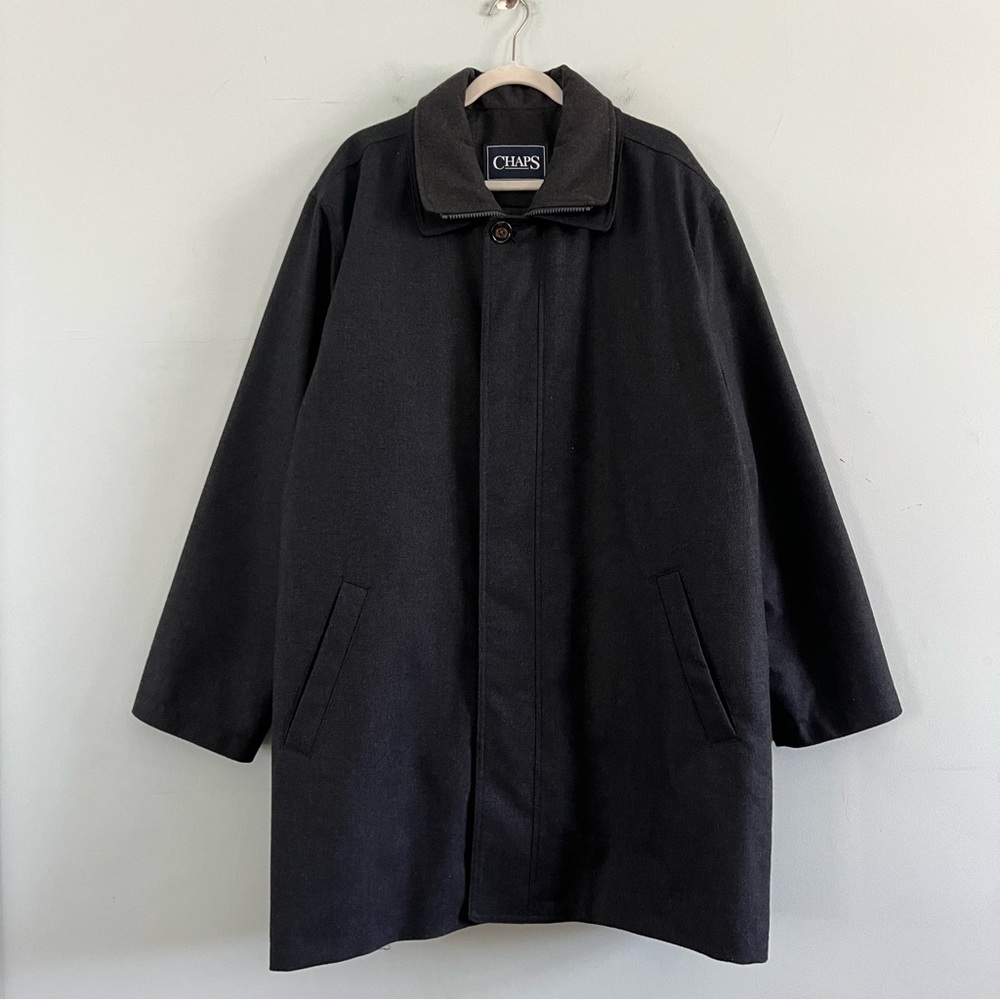 Chaps Navy Blue Wool Blend Full Zip Quilted Winter Car Pea Coat